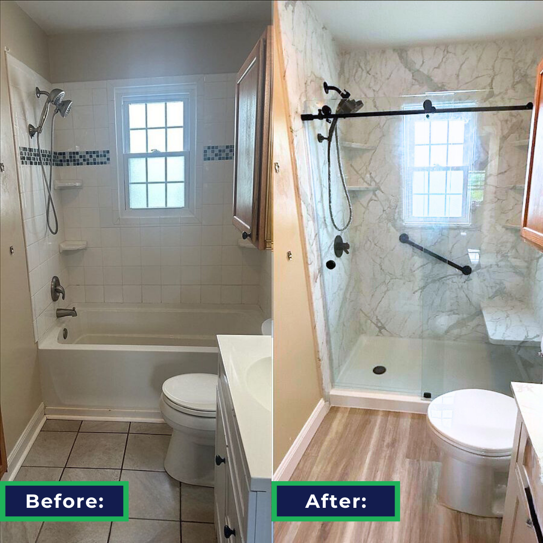Check out this stunning tub-to-shower conversion transformation we ... Check out this stunning tub-to-shower conversion transformation we ...